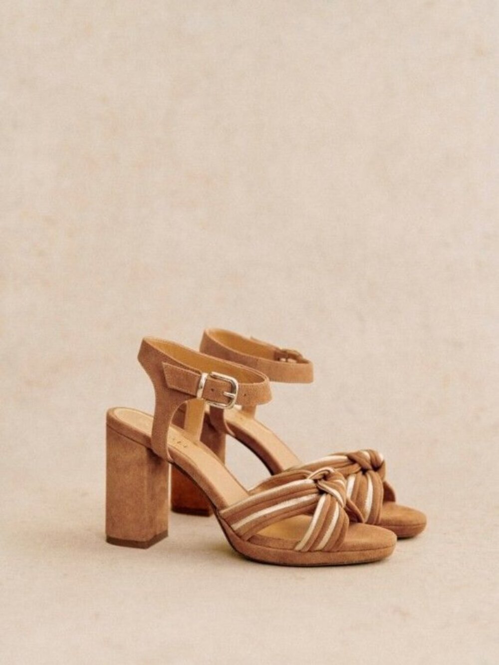 Sezane Carmela High Sandals Camel Multicoloured - Size 8